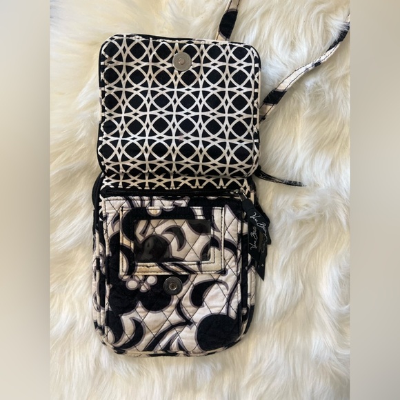 Vera Bradley cloth crossover bag with built in wallet black and white - Picture 9 of 10